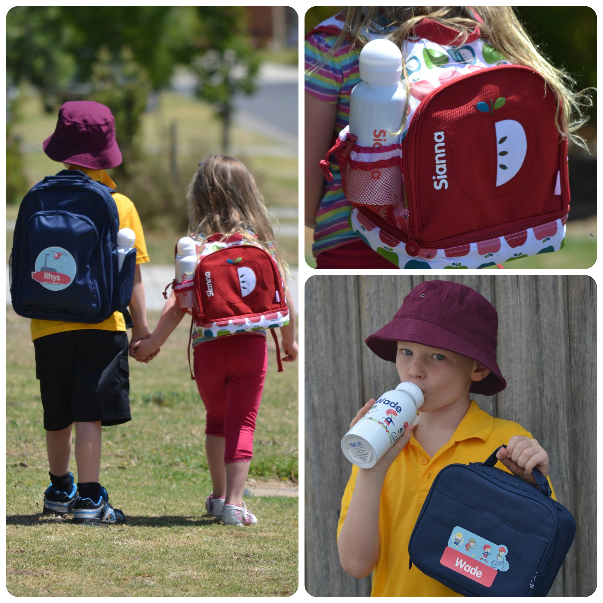 Stuck on You personalised drink bottle back pack lunch box kinder school