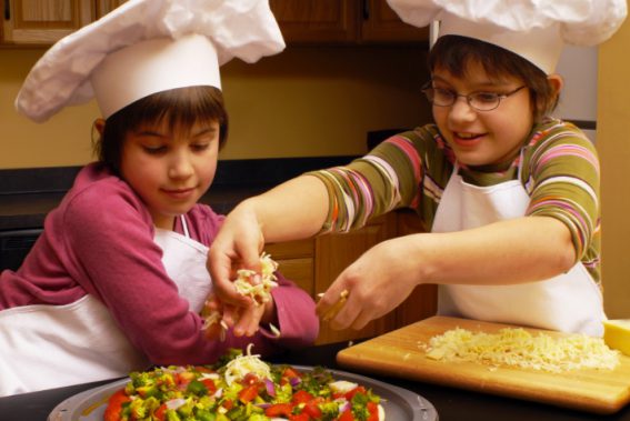 children with special needs in the kitchen