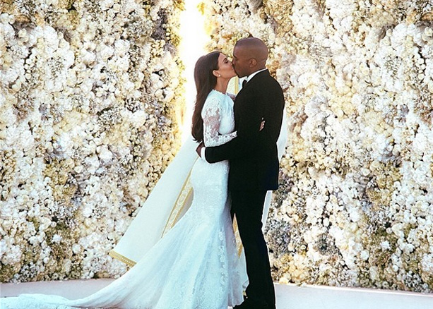 Kim and Kanye Wedding First Kiss Source Instagram