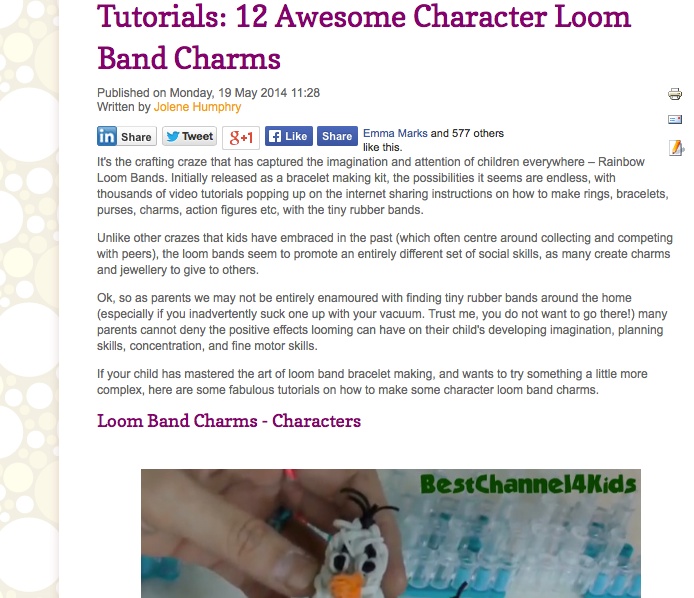 Tutorials: 12 Awesome Character Loom Band Charms - Mumslounge