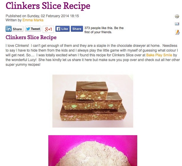 Clinkers Slice Recipe Family