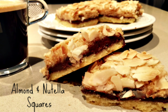 almond and nutella squares