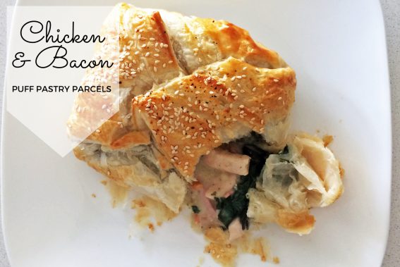 chicken bacon white wine puff pastry parcels
