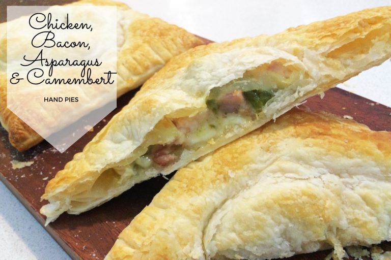 Chicken bacon asparagus camembert hand pies