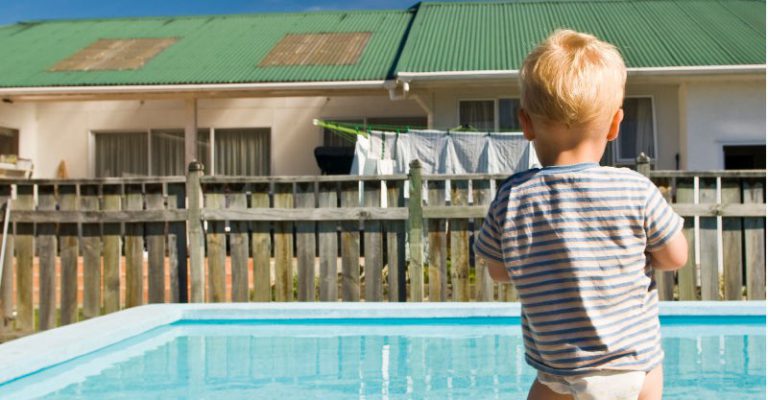 toddler scales pool fence
