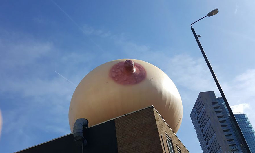 Giant boob balloons encourage Londoners to embrace breastfeeding
