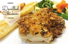 crispy devilled chicken thighs