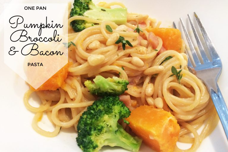 one pan pumpkin broccoli bacon pasta