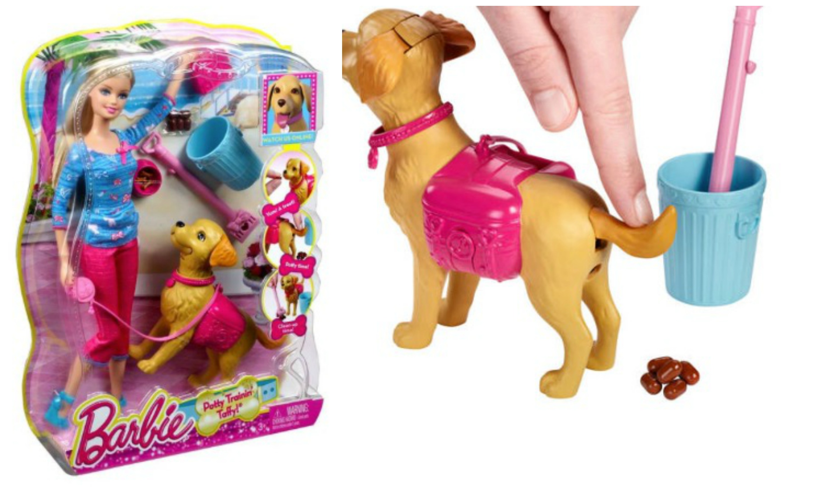 barbie doll with dog that poops