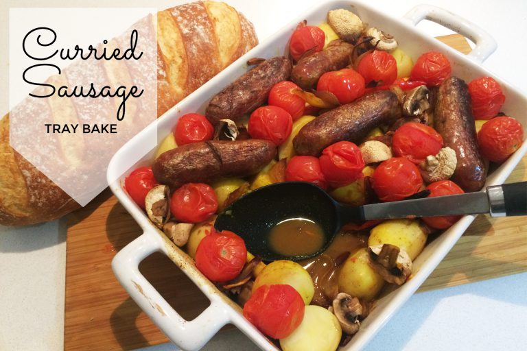 curried sausage tray bake