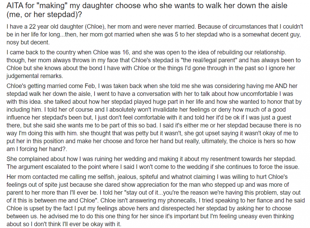 Deadbeat Dad Forces His Daughter to Choose Between Him and Her ...