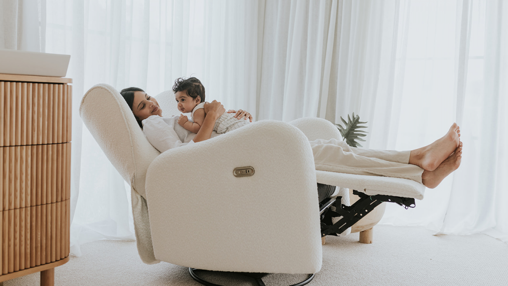 new mum feeding electric chair