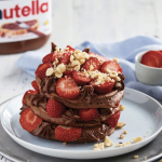 Nutella protein pancakes with strawberries