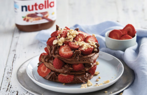 Nutella protein pancakes with strawberries