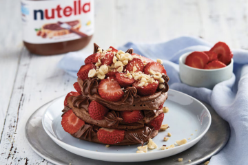 Nutella protein pancakes with strawberries